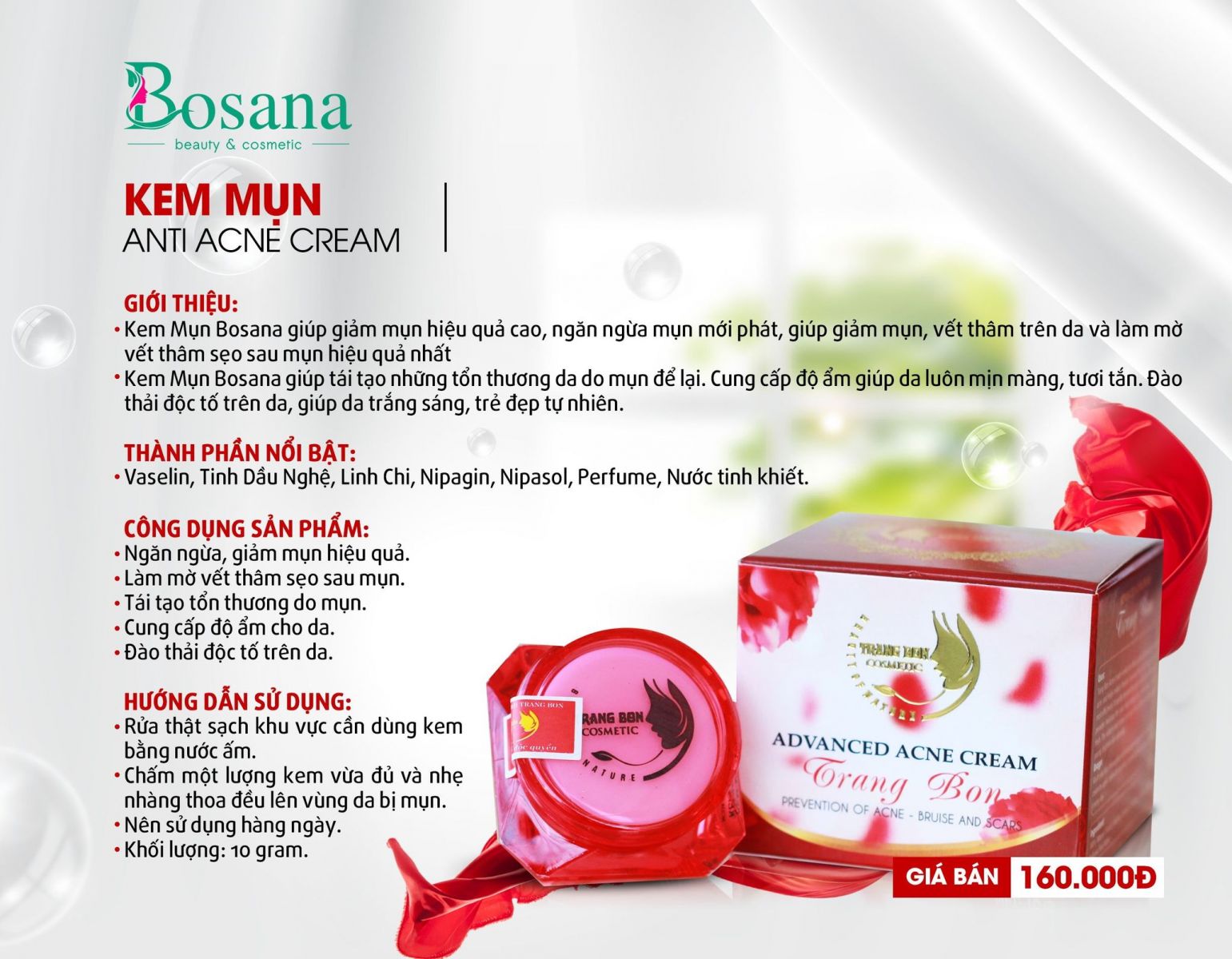 Kem chấm mụn cao cấp Bosana